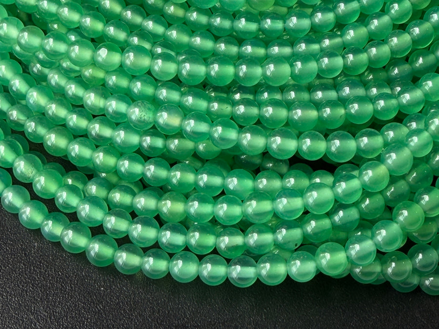 4mm light Green agate round beads for jewelry making