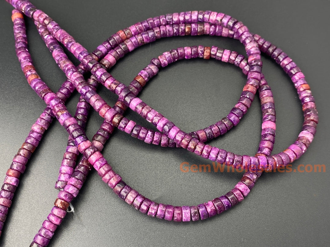 15.5" 3x6mm Dark Lepidolite Heishi Disc Beads for jewelry making