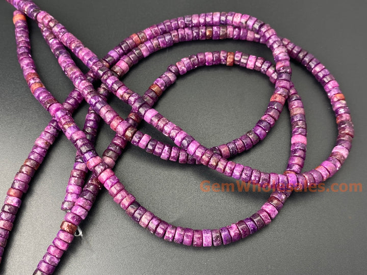 15.5" 3x6mm Dark Lepidolite Heishi Disc Beads for jewelry making