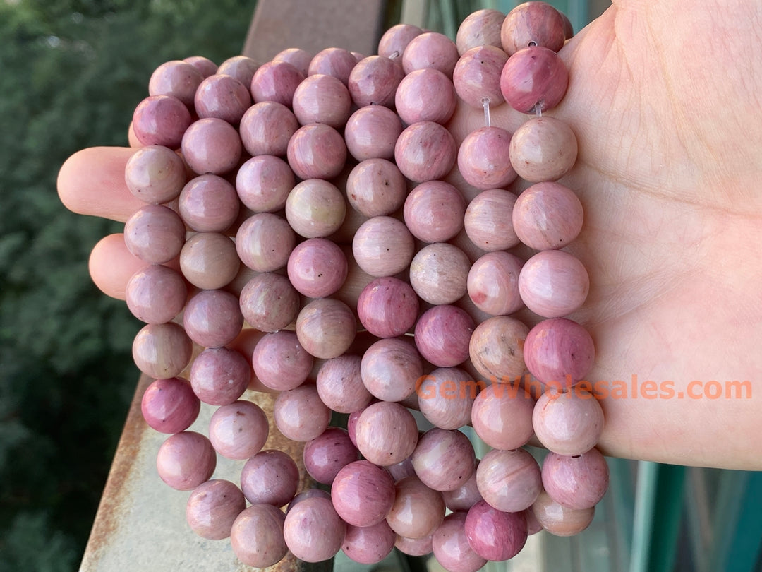 15.5" 12mm natural Rhodonite stone round jewelry beads