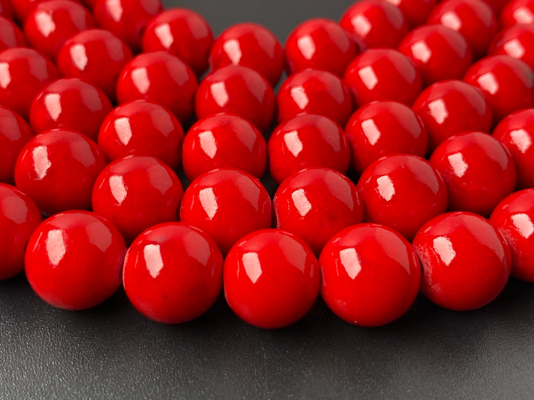 15.5" 8mm/10mm red mashan jade Round beads
