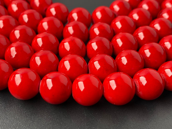 15.5" 8mm/10mm red mashan jade Round beads