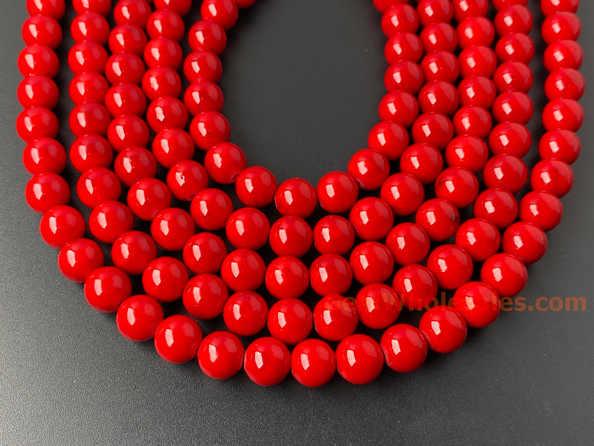 15.5" 8mm/10mm red mashan jade Round beads