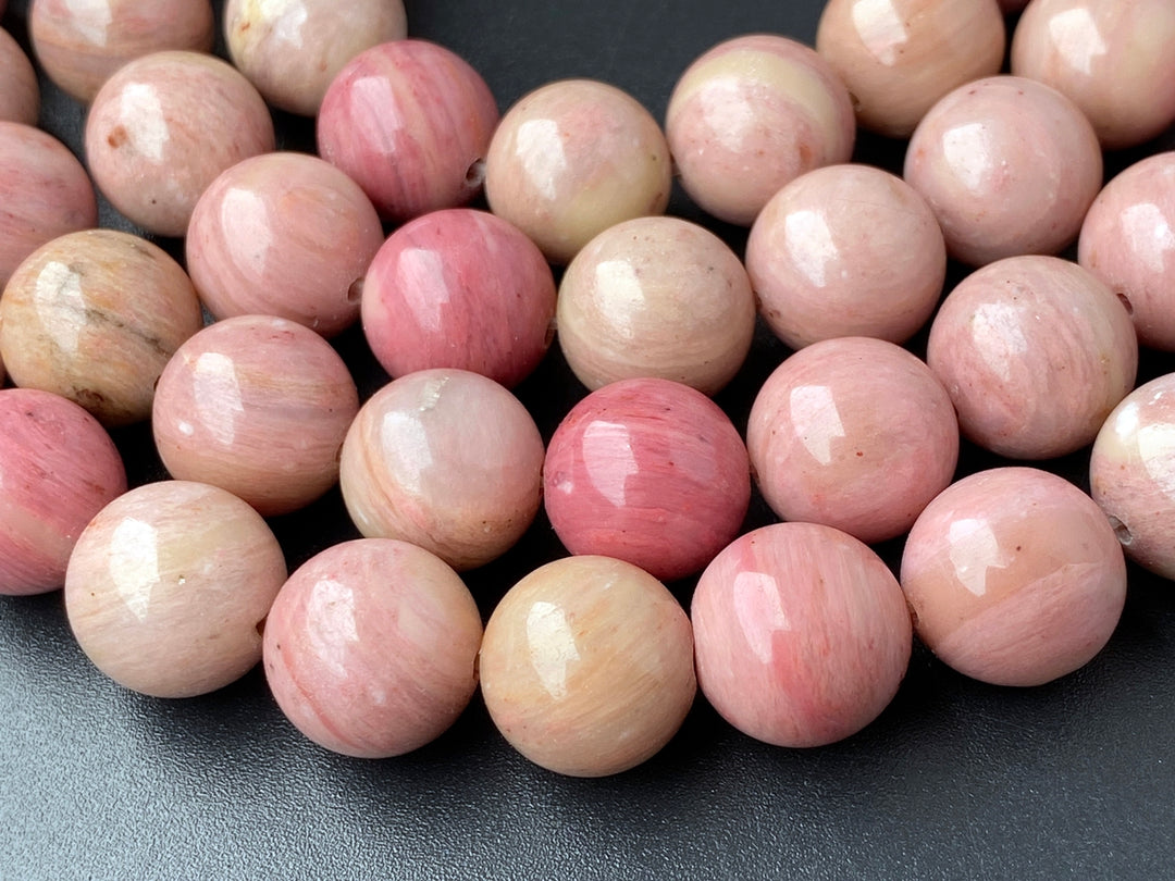 15.5" 12mm natural Rhodonite stone round jewelry beads