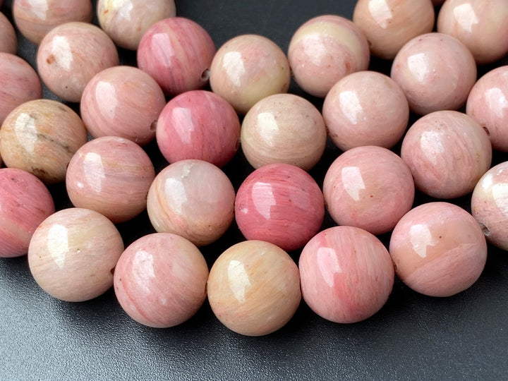 15.5" 12mm natural Rhodonite stone round jewelry beads