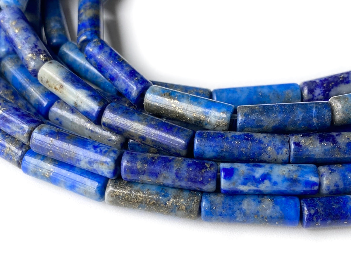 15.5" 4x13mm Natural lapis lazuli stone round tube beads