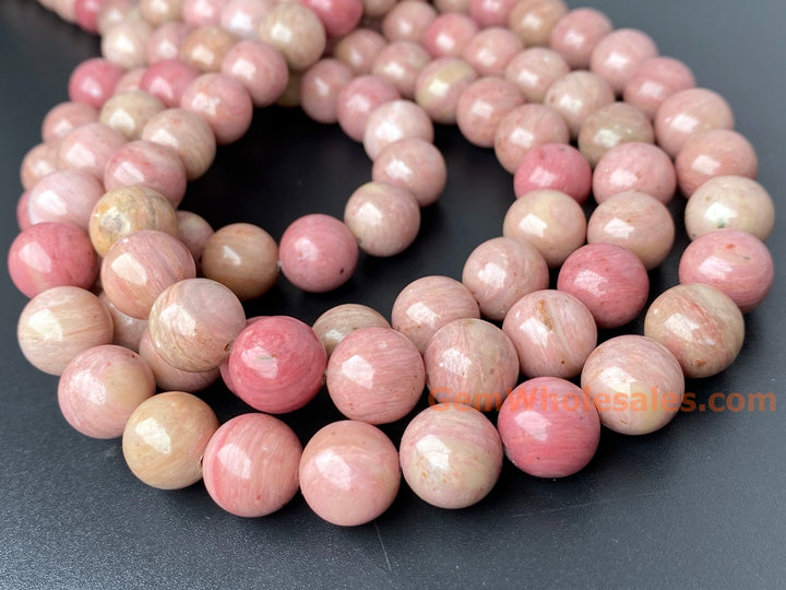 15.5" 12mm natural Rhodonite stone round jewelry beads