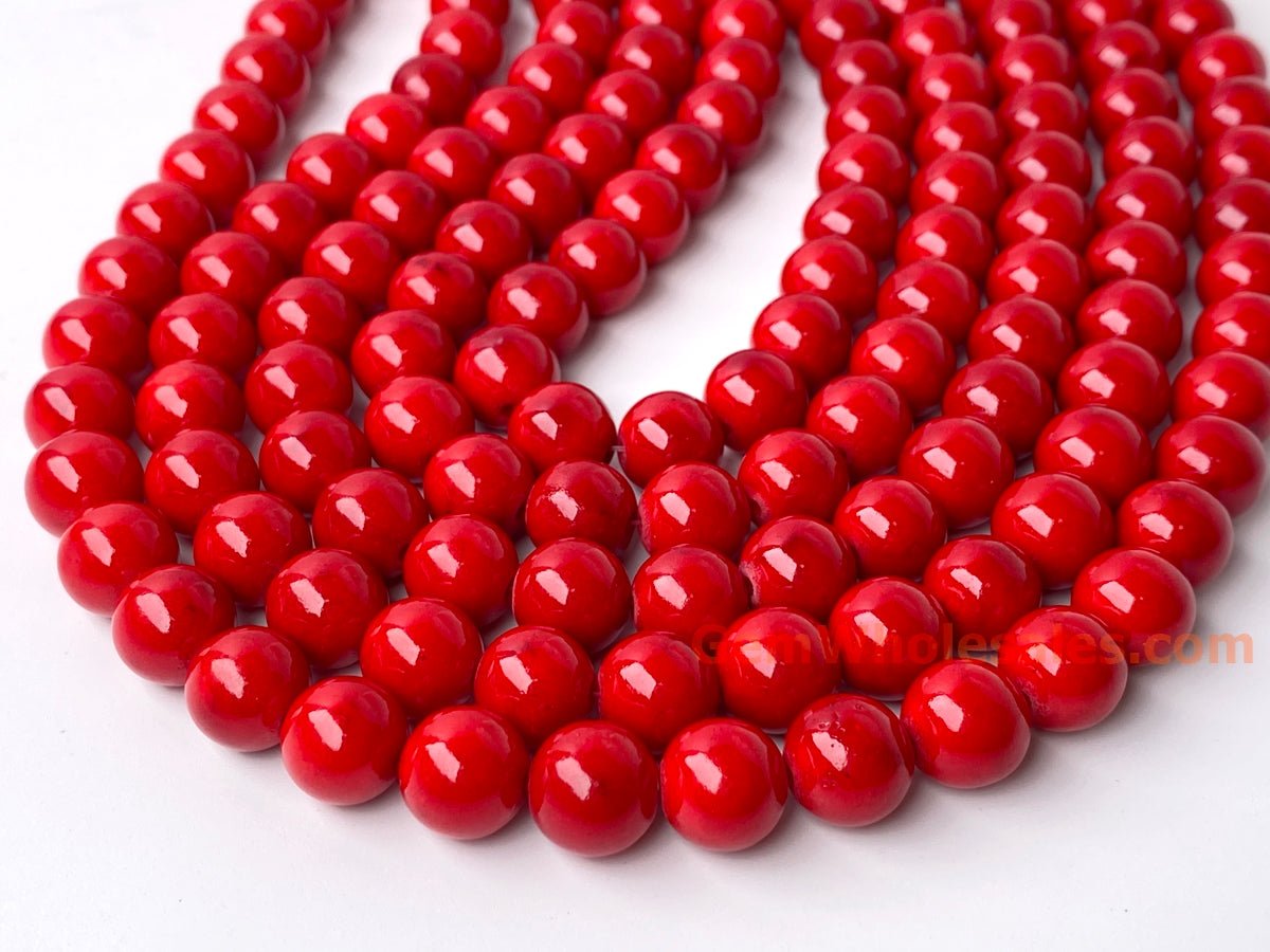 15.5" 8mm/10mm red mashan jade Round beads