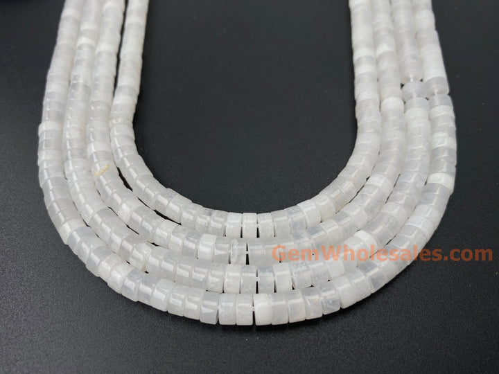 15.5" 3x6mm Natural white jade heishi disc jewelry beads