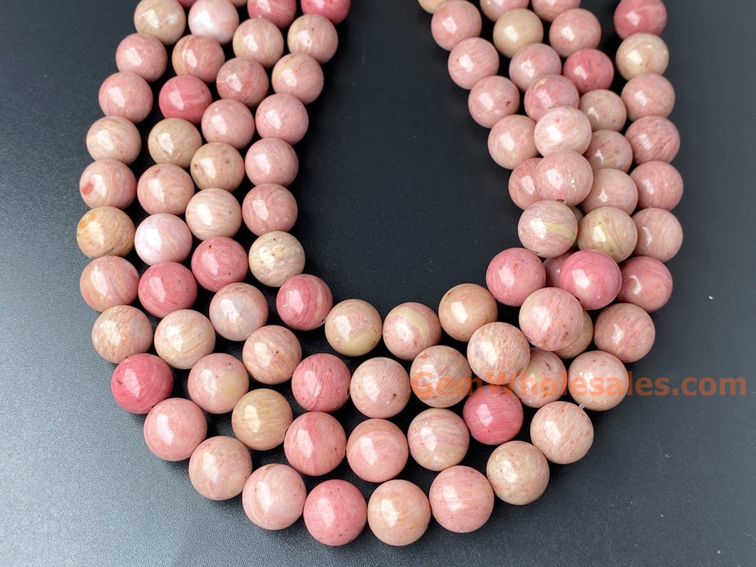 15.5" 12mm natural Rhodonite stone round jewelry beads