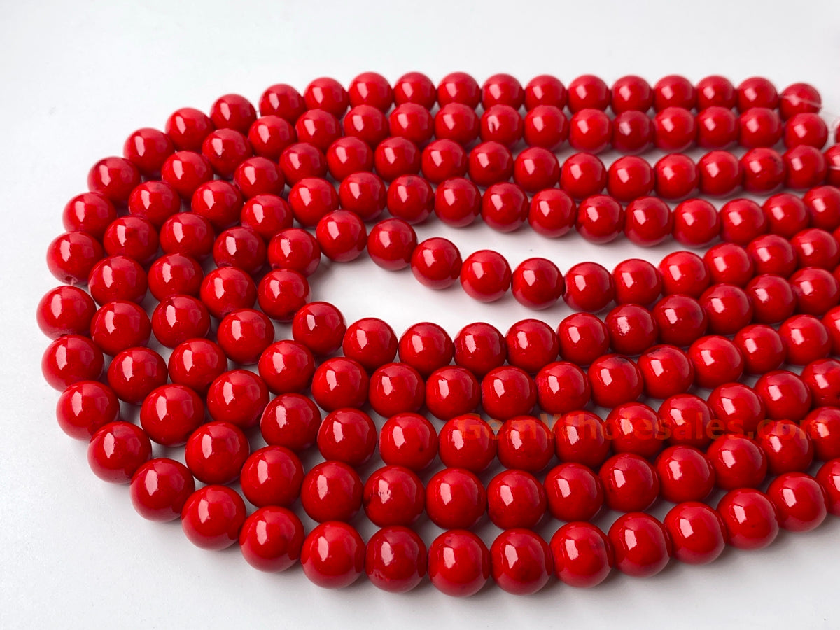 15.5" 8mm/10mm red mashan jade Round beads