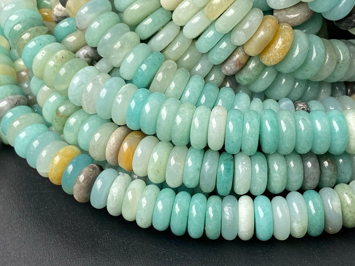 15.25" 2x6mm Natural Amazonite stone rondelle heishi spacer beads
