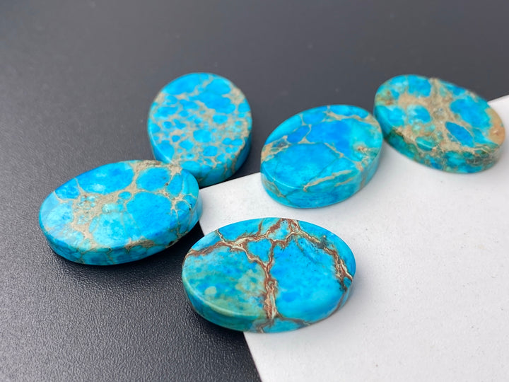 2PC 13x18mm blue Sea Sediment Imperial Jasper cabochon