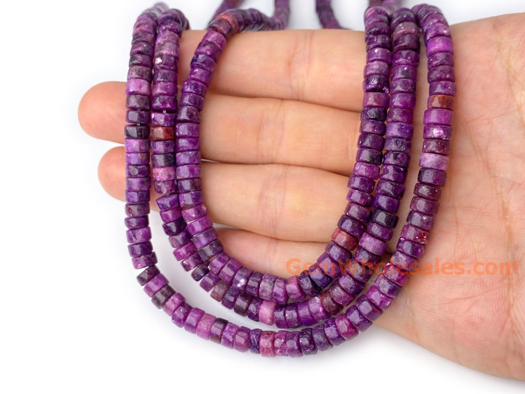 15.5" 3x6mm Dark Lepidolite Heishi Disc Beads for jewelry making