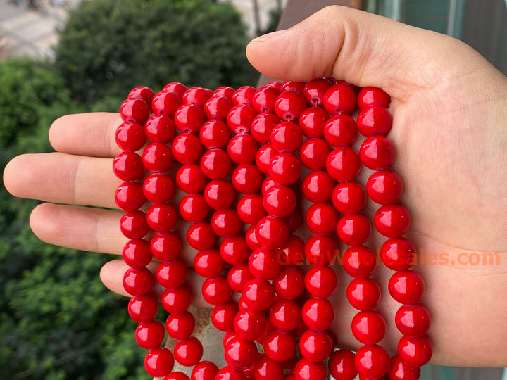 15.5" 8mm/10mm red mashan jade Round beads