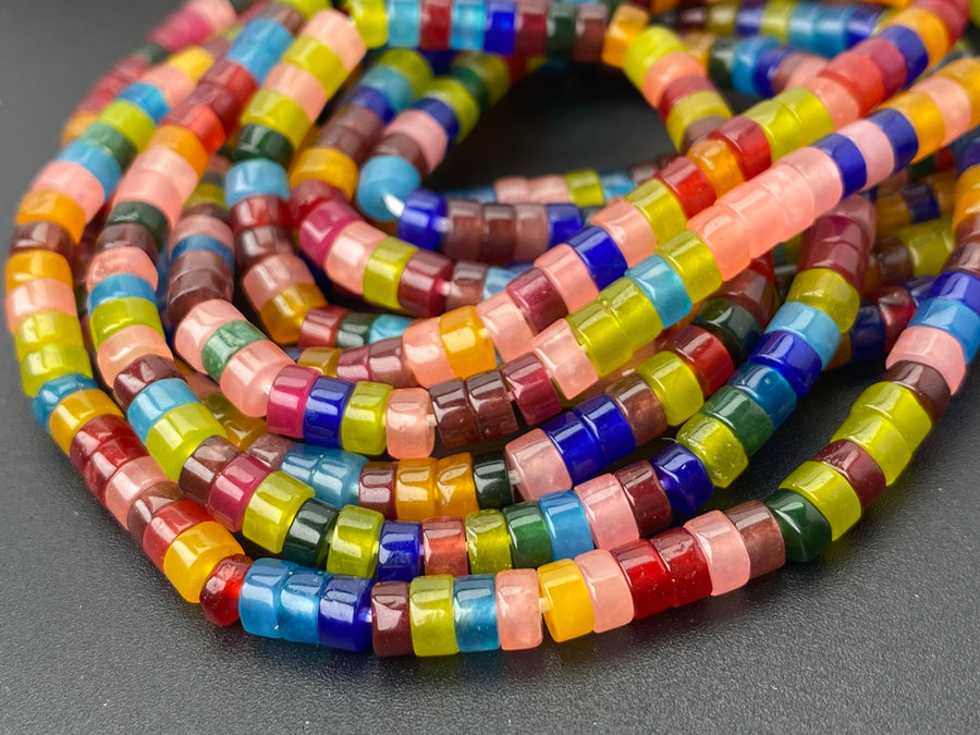 2x4mm multi color jade heishi beads for jewelry making
