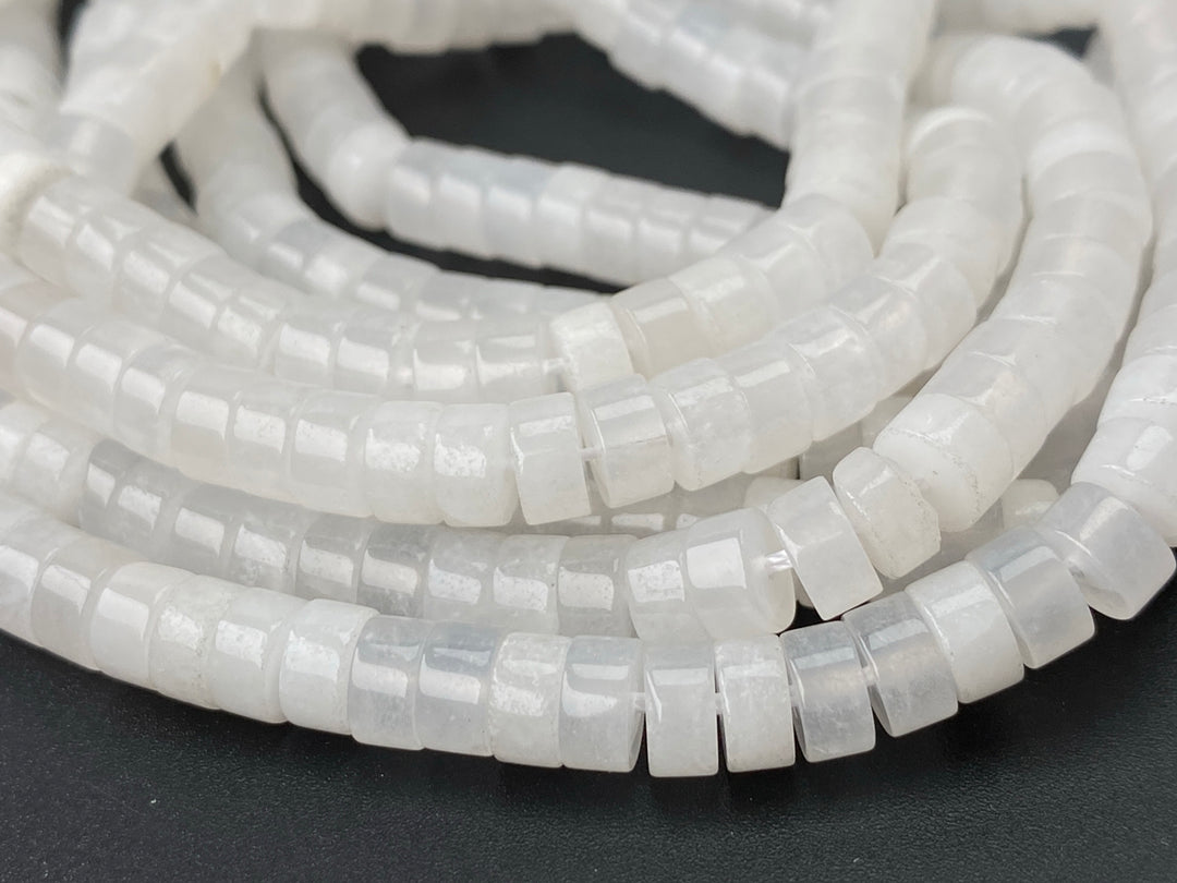 3x6mm white jade heishi beads for jewelry making