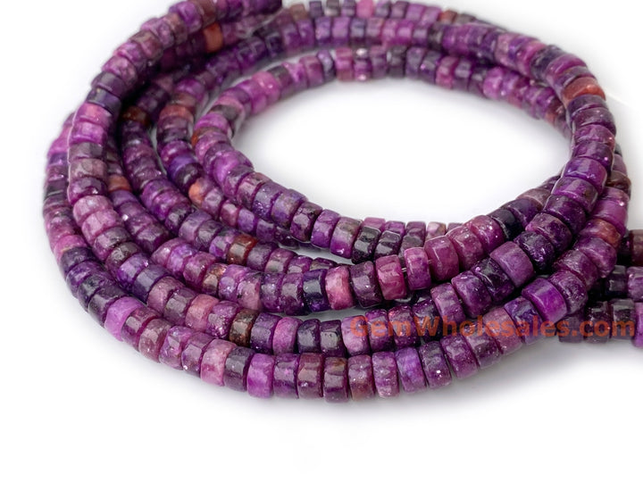 15.5" 3x6mm Dark Lepidolite Heishi Disc Beads for jewelry making