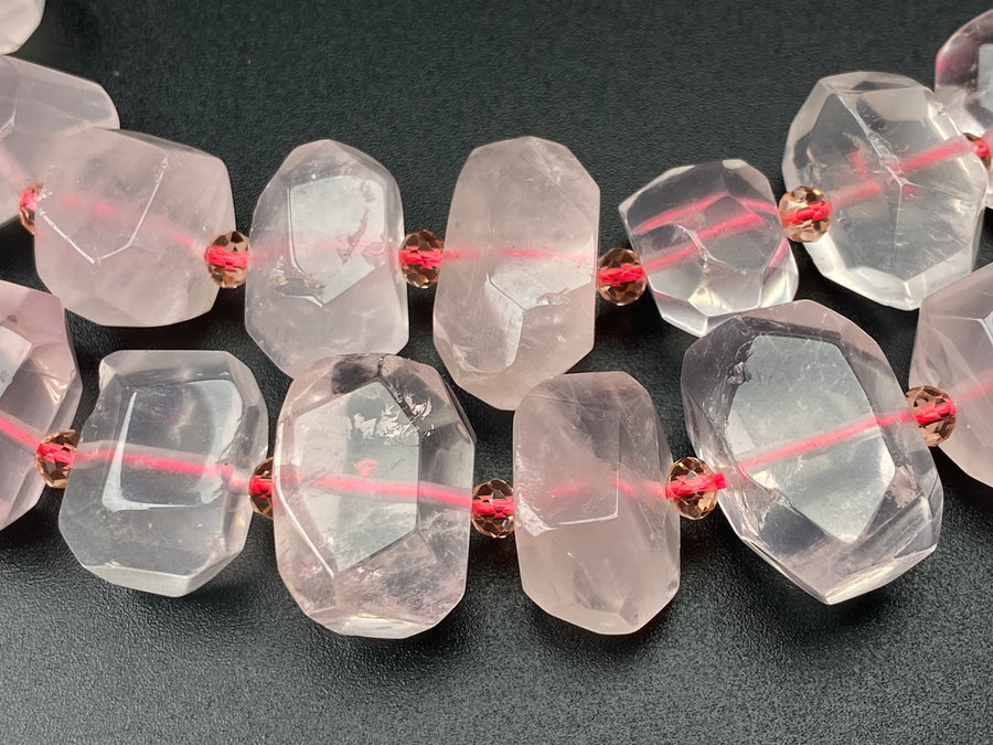 15.5" Natural Rose Quartz 15~20mm faceted nugget pendant beads