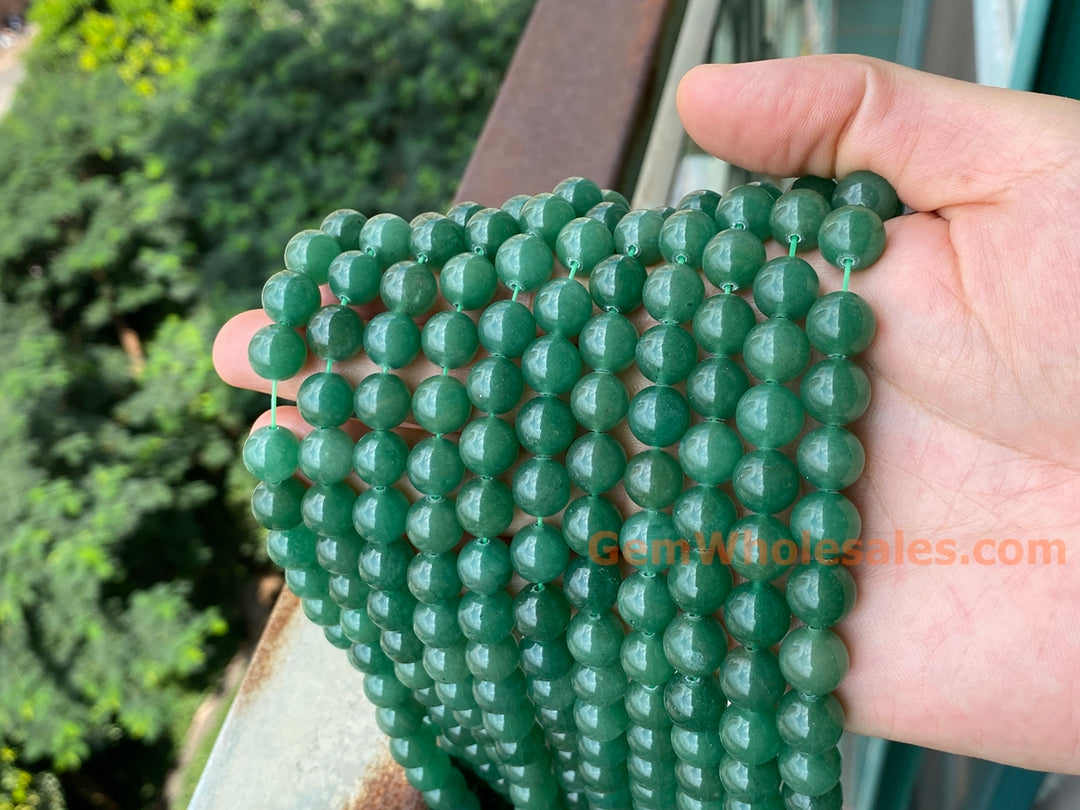 15" 10mm/12mm natural Deep green aventurine round beads