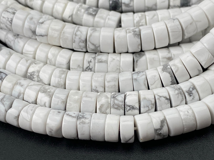 15" 3x6mm Natural white howlite stone heishi beads for jewelry making