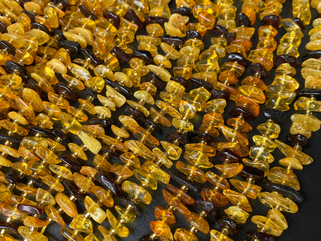 15.5" 10~15mm Natural yellow amber chips beads strand