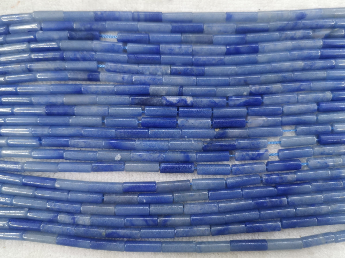 15.5" 4x13mm Natural blue aventurine round Cylinder tube beads