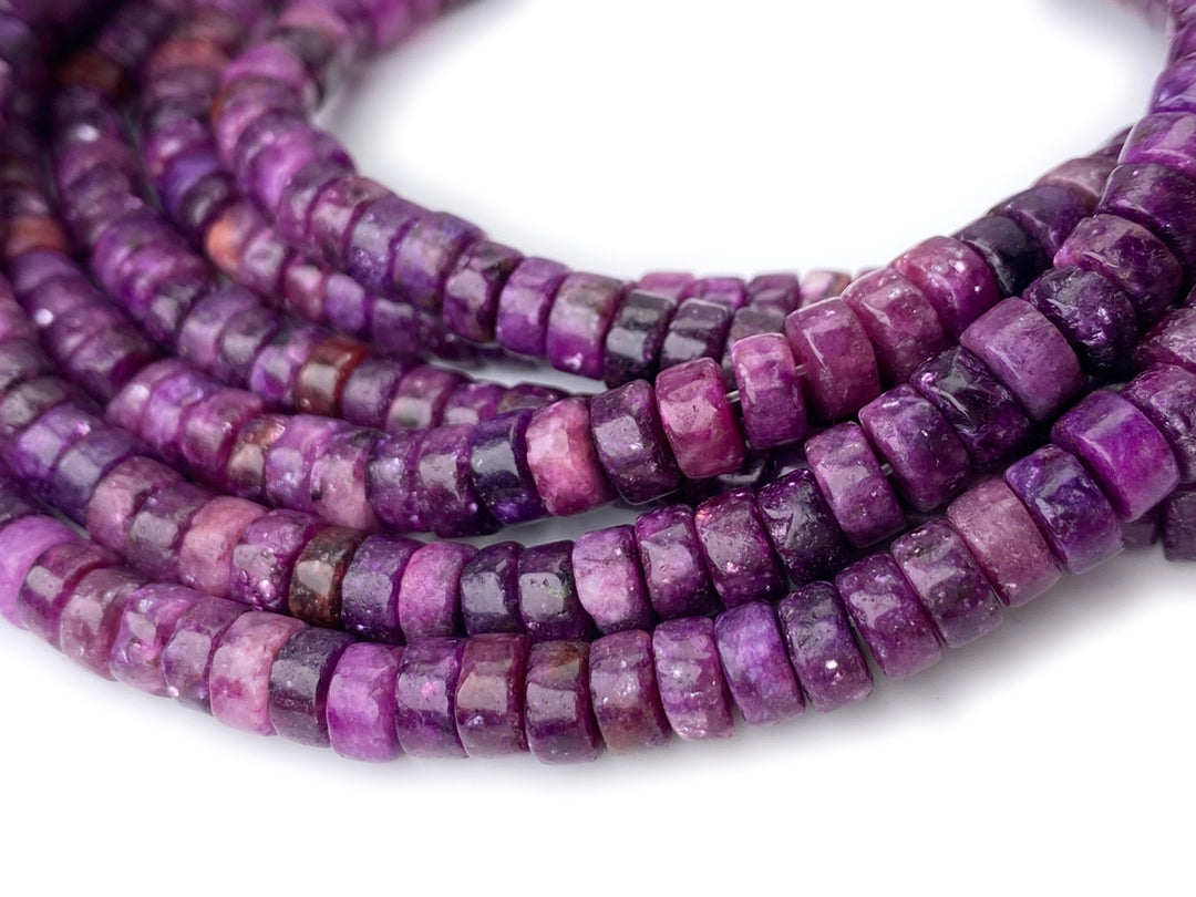 15.5" 3x6mm Dark Lepidolite Heishi Disc Beads for jewelry making