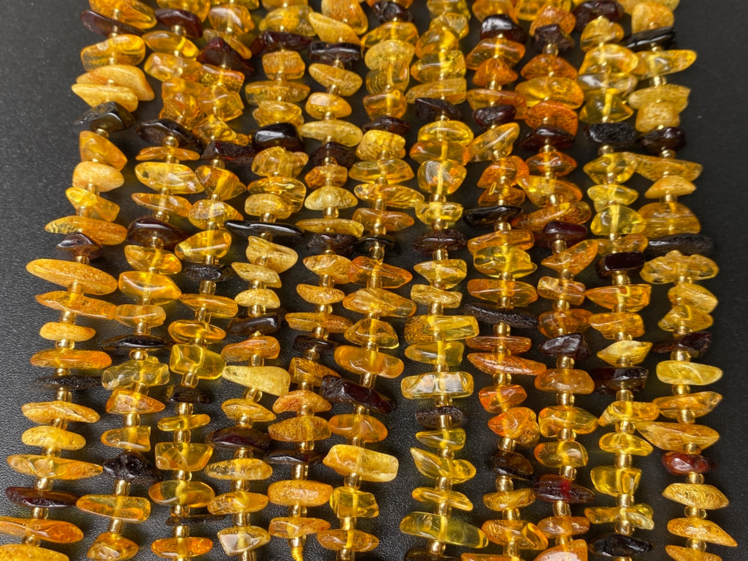 15.5" 10~15mm Natural yellow amber chips beads strand