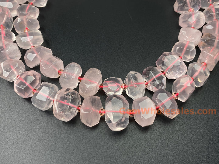 15.5" Natural Rose Quartz 15~20mm faceted nugget pendant beads