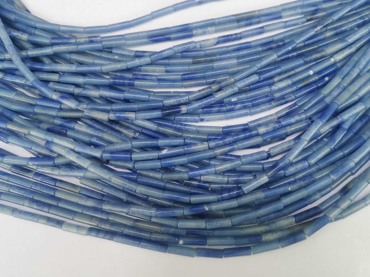 15.5" 4x13mm Natural blue aventurine round Cylinder tube beads