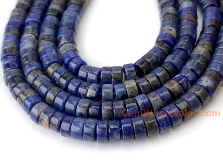 15.5" 3x6mm Natural blue sodalite heishi beads for jewelry making