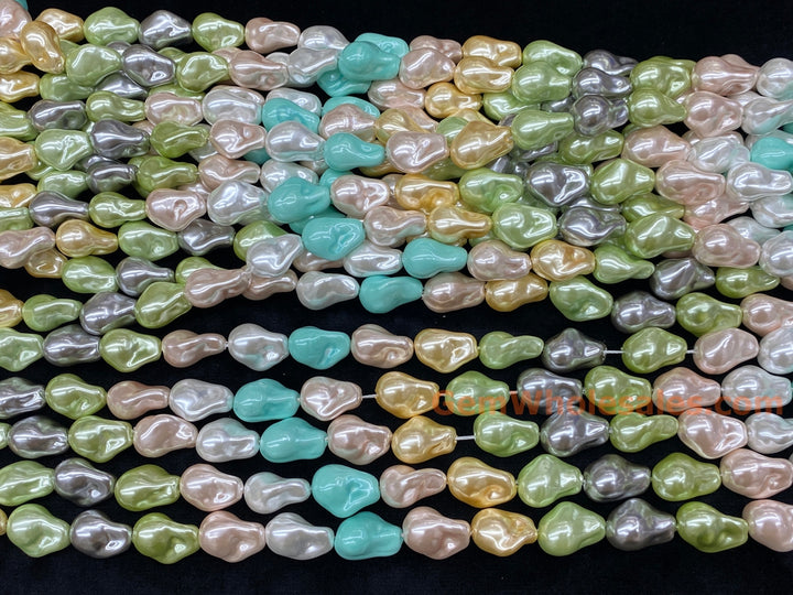 15" 15x20mm yellow blue green silver Imitation Baroque Pearl Beads