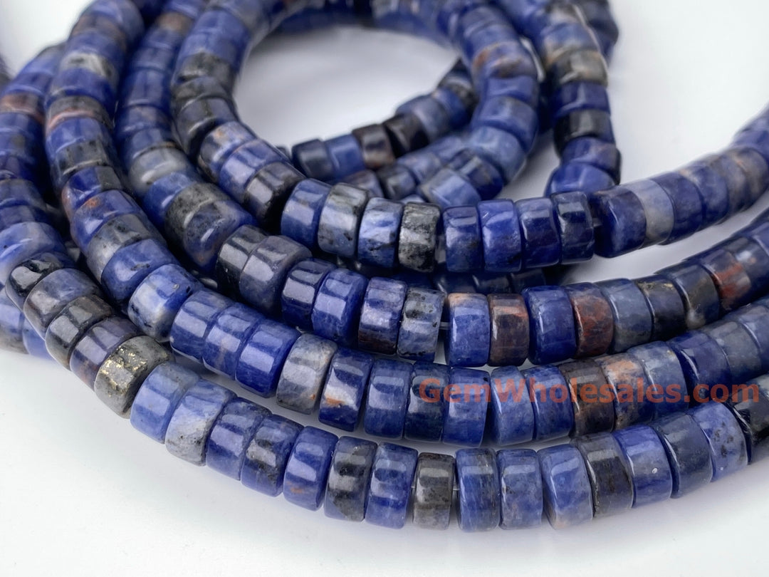 15.5" 3x6mm Natural blue sodalite heishi beads for jewelry making