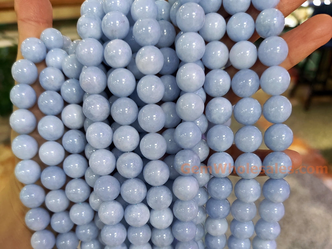 15" 12mm aquamarine color blue Malaysian jade Round beads