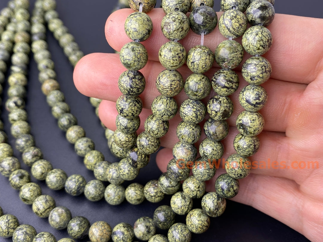 15.5" Natural green Snowflake Obsidian 6mm/8mm/10mm round beads