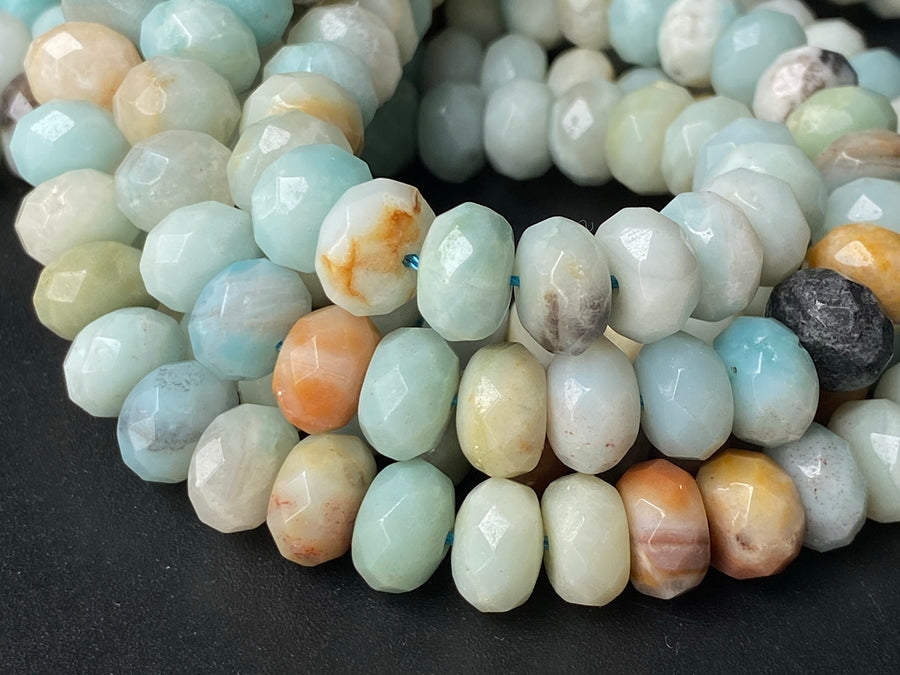 6x10mm Natural amazonite rondelle faceted beads