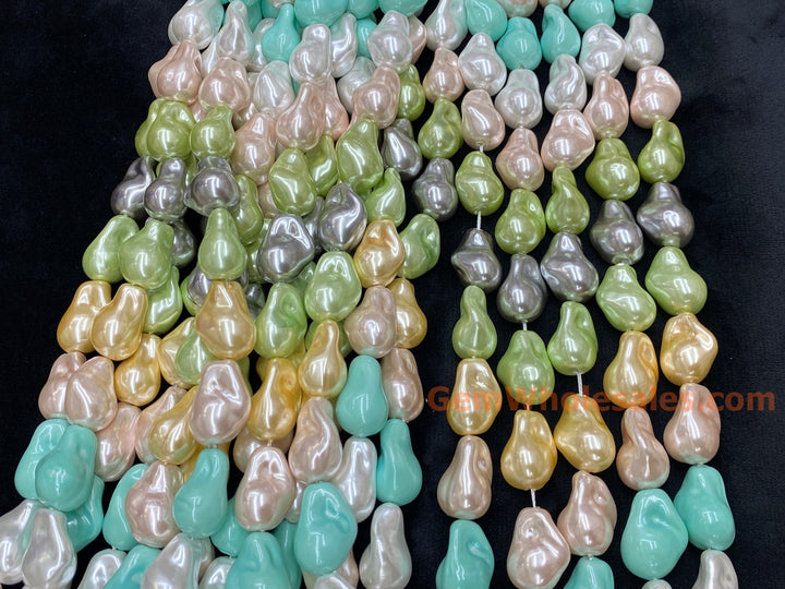 15" 15x20mm yellow blue green silver Imitation Baroque Pearl Beads