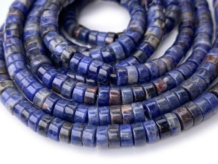 15.5" 3x6mm Natural blue sodalite heishi beads for jewelry making