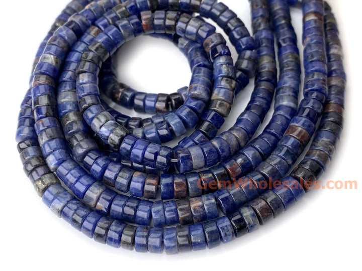 15.5" 3x6mm Natural blue sodalite heishi beads for jewelry making