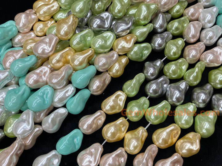 15" 15x20mm yellow blue green silver Imitation Baroque Pearl Beads