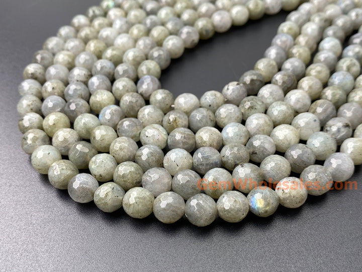 15.5" 8mm A Labradorite sharp round faceted beads,128 cutting