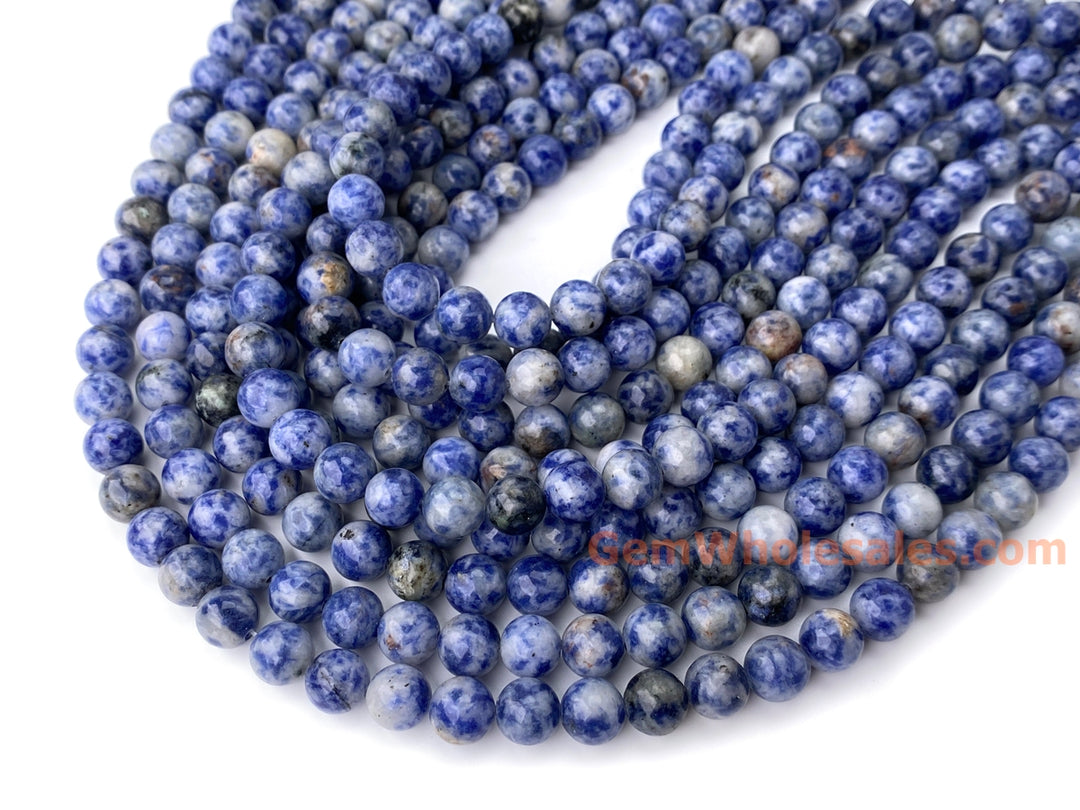 15" 6mm/8mm/10mm Natural blue spot stone round jewelry beads