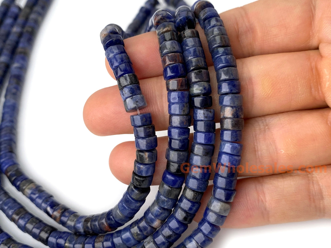 15.5" 3x6mm Natural blue sodalite heishi beads for jewelry making