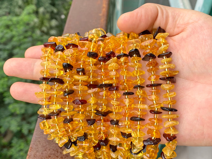 15.5" 10~15mm Natural yellow amber chips beads strand