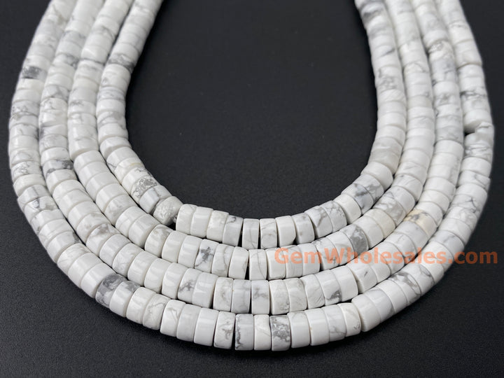 15" 3x6mm Natural white howlite stone heishi beads for jewelry making