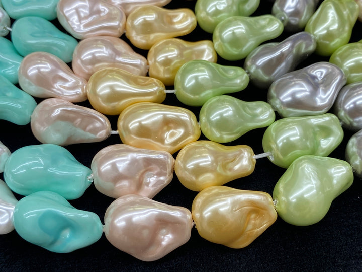 15" 15x20mm yellow blue green silver Imitation Baroque Pearl Beads