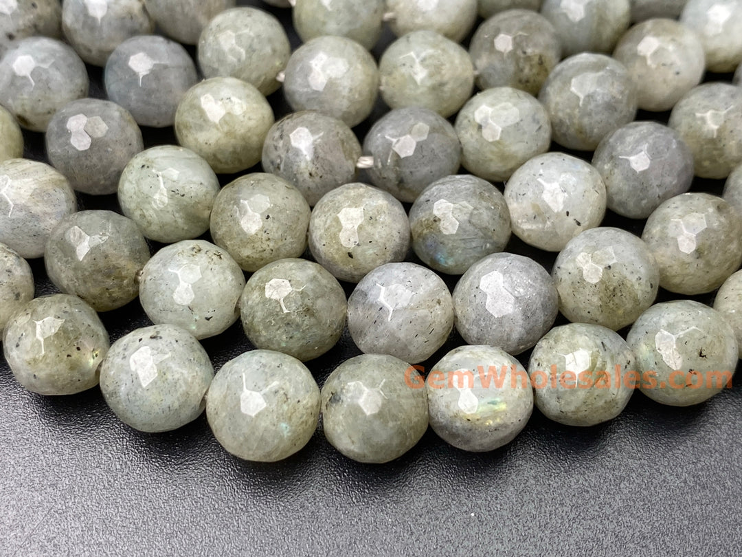 15.5" 8mm A Labradorite sharp round faceted beads,128 cutting