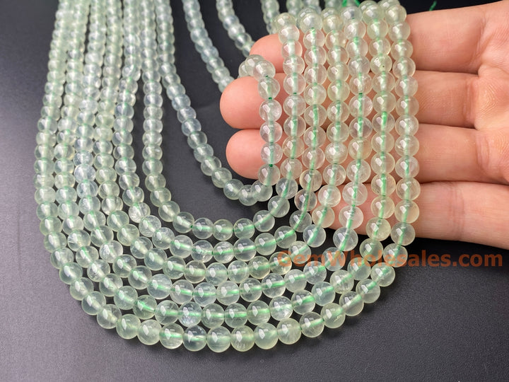 Perles rondes en pierre de préhnite naturelle AA de 15,5 pouces, 6 mm, pierres précieuses vertes et pierres semi-précieuses
