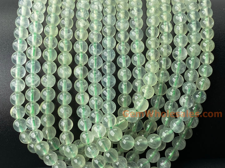 Perles rondes en pierre de préhnite naturelle AA de 15,5 pouces, 6 mm, pierres précieuses vertes et pierres semi-précieuses